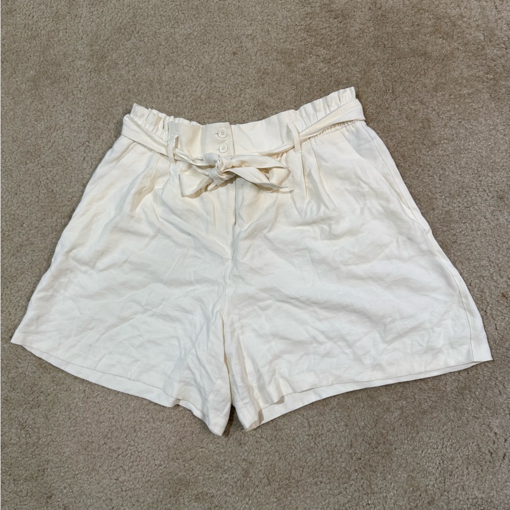 High Waist Cream Shorts